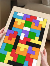 Tangram en bois Montessori – puzzle coloré éducatif