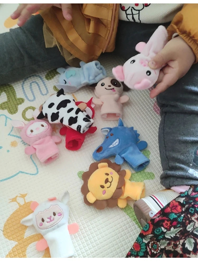 Histoire de la maternelle aides pédagogiques enfants éducation poupées animaux en peluche enfants jouets bébé marionnettes à doigt poupée bébé marionnette à main jouets
