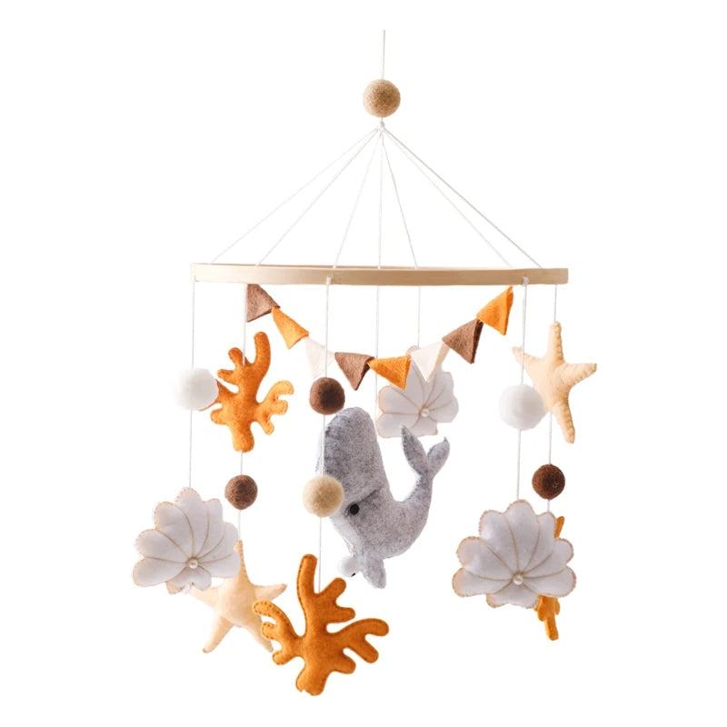Mobile musical pour lit de bébé en bois, hochets en feutre doux, animaux de dessin animé, boîte à musique pour nouveau-né, jouet suspendu, support de lit, cadeaux pour bébé