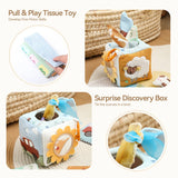 Jouet sensoriel doux pour bébé : livre en tissu, boîte à mouchoirs, couverture de sécurité, cube en peluche, sons froissés, miroir, développement de la motricité fine – 9 styles de jouets