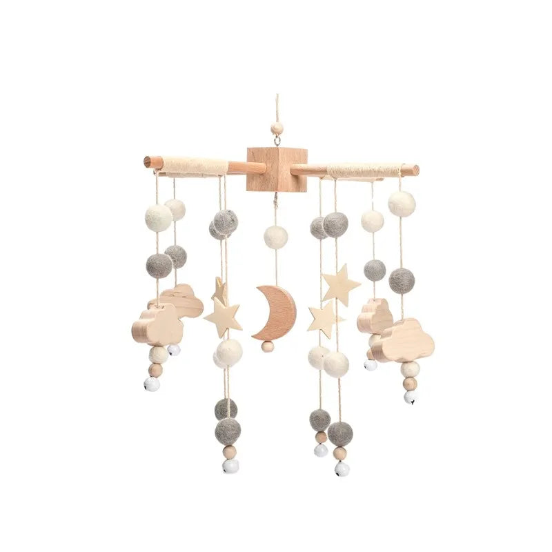 Mobile musical pour lit de bébé en bois, hochets en feutre doux, animaux de dessin animé, boîte à musique pour nouveau-né, jouet suspendu, support de lit, cadeaux pour bébé