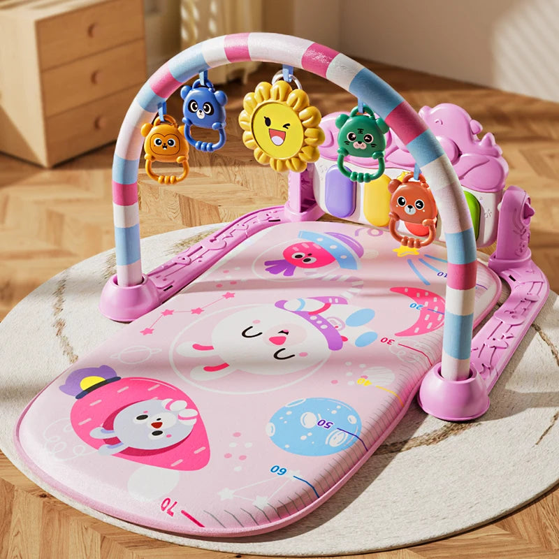 Tapis d'éveil musical et lumineux pour bébé, avec 5 jouets sensoriels détachables, tapis piano à pédales, tapis de jeu pour le temps sur le ventre, montage facile