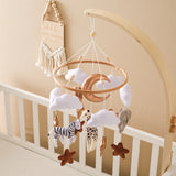 Mobile musical pour lit de bébé en bois, hochets en feutre doux, animaux de dessin animé, boîte à musique pour nouveau-né, jouet suspendu, support de lit, cadeaux pour bébé