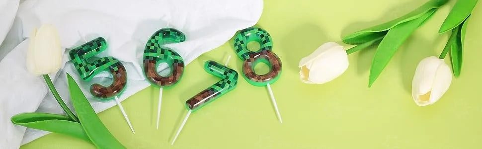 Bougies d'anniversaire Minecraft – déco gâteau pixel