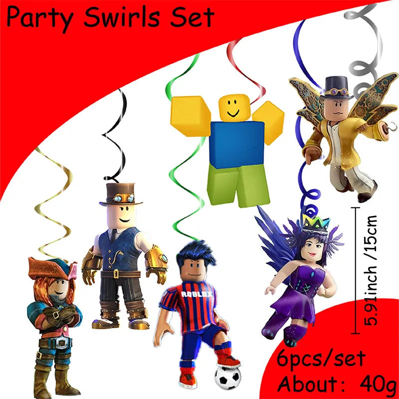 Décoration d'anniversaire Roblox – assiettes et set de fête