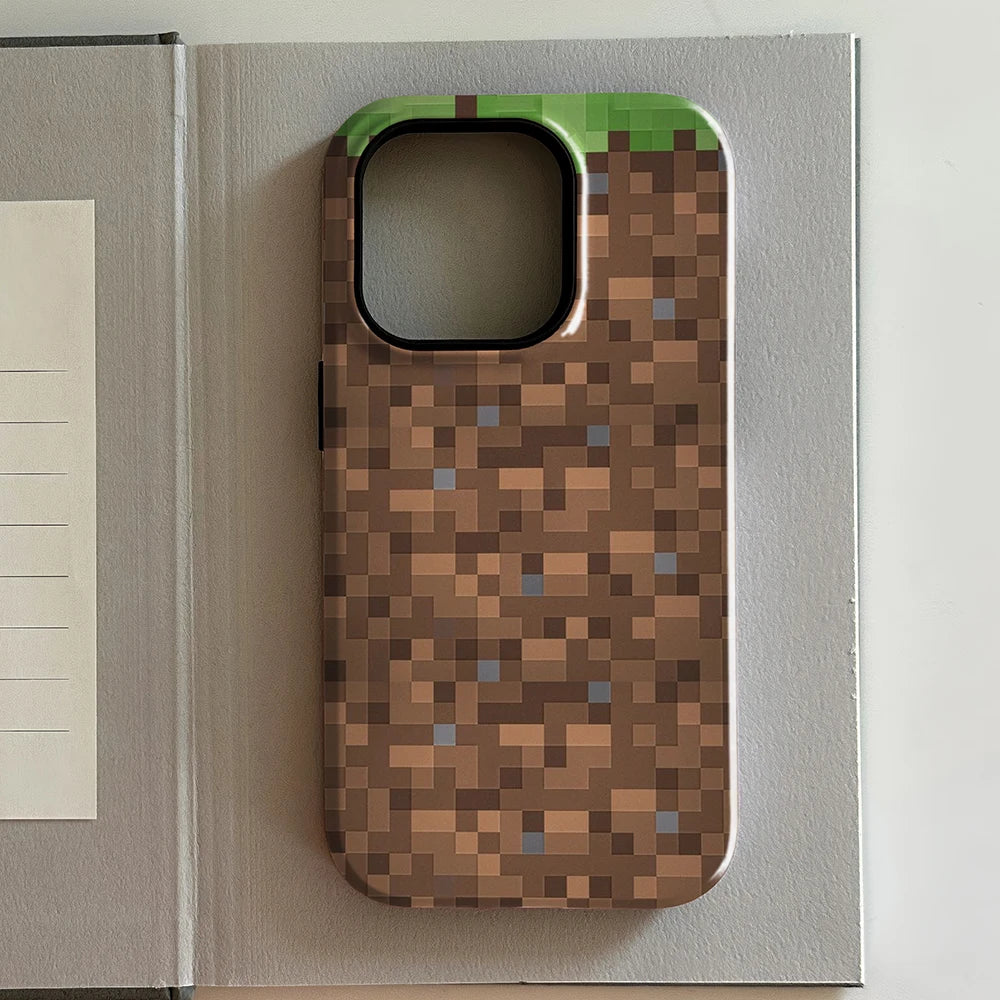 Coque iPhone Creeper – monstre pixel vert Minecraft