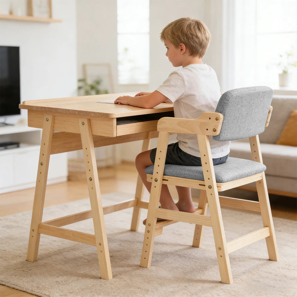 NordicKid Adjustable Wooden High Chair for Children – Montessori Chair Adjustable from 3 to 15 Years