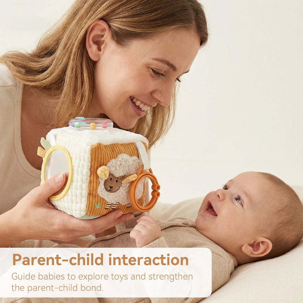 Jouet sensoriel doux pour bébé : livre en tissu, boîte à mouchoirs, couverture de sécurité, cube en peluche, sons froissés, miroir, développement de la motricité fine – 9 styles de jouets