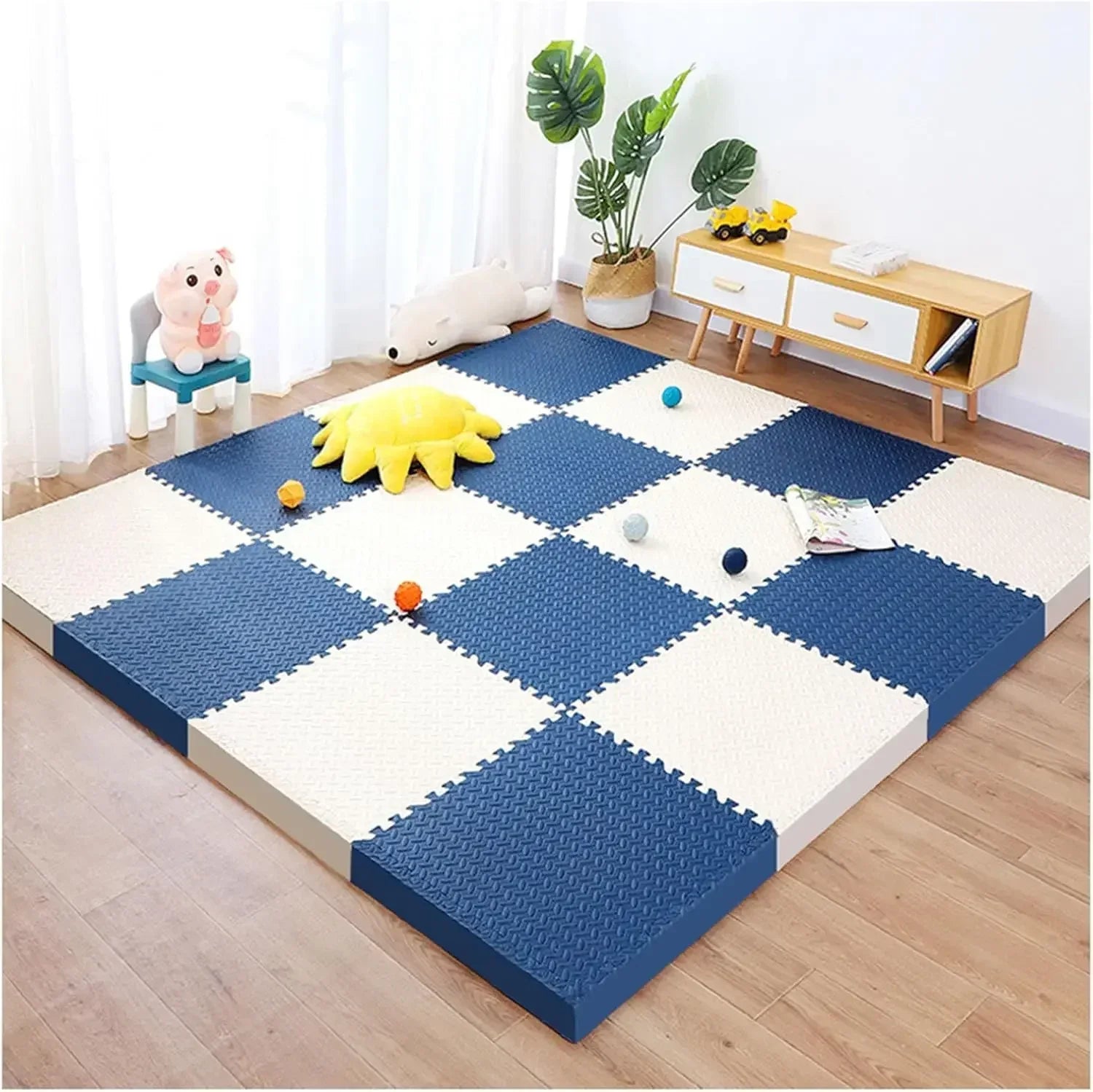 Tapis de jeu antidérapant pour bébé rampant, 8 pièces/2.5cm d'épaisseur, tapis de gymnastique insonorisé pour chambre d'enfant et tapis de Puzzle écologique