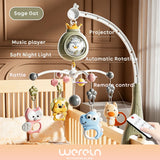 Mobile musical pour berceau de bébé Werein avec télécommande, projection, veilleuse douce, berceuse et jouet suspendu rotatif