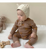 Pyjama bébé en coton – imprimé ours, protège-ventre