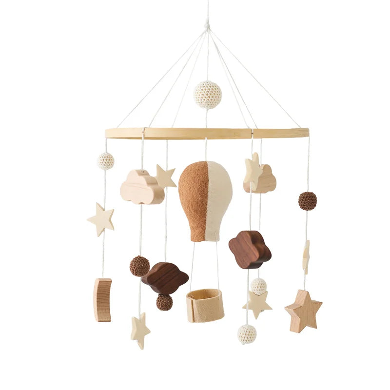 Mobile musical pour lit de bébé en bois, hochets en feutre doux, animaux de dessin animé, boîte à musique pour nouveau-né, jouet suspendu, support de lit, cadeaux pour bébé