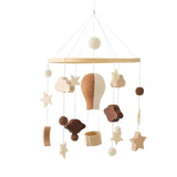 Mobile musical pour lit de bébé en bois, hochets en feutre doux, animaux de dessin animé, boîte à musique pour nouveau-né, jouet suspendu, support de lit, cadeaux pour bébé