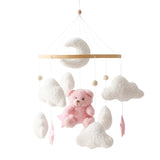 Hochet Mobile pour berceau de bébé de 0 à 12 mois, jouet en feutre de dessin animé, cloche de lit d'animal de forêt, support en bois suspendu, jouet Mobile pour nouveau-né