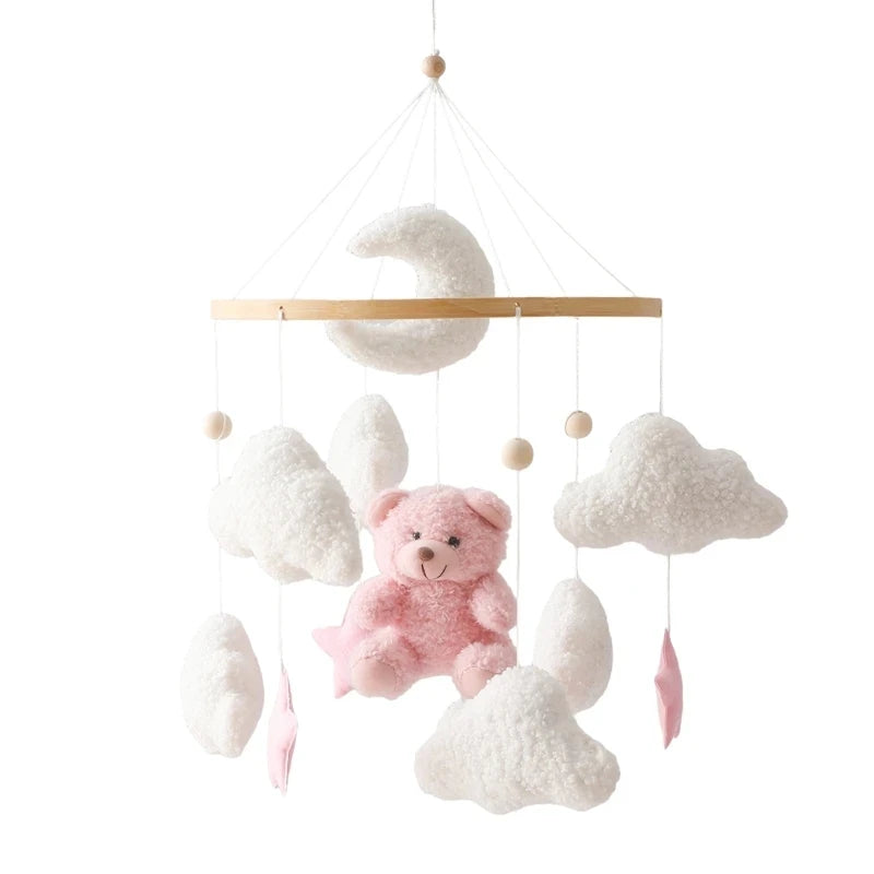 Hochet Mobile pour berceau de bébé de 0 à 12 mois, jouet en feutre de dessin animé, cloche de lit d'animal de forêt, support en bois suspendu, jouet Mobile pour nouveau-né