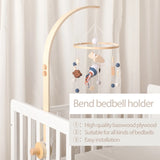Cloche de lit en bois pour bébé, support courbé, hochets suspendus mobiles, jouets pour nouveau-né, support de boîte à musique, jouet de berceau pour bébé, support de bras, cadeaux
