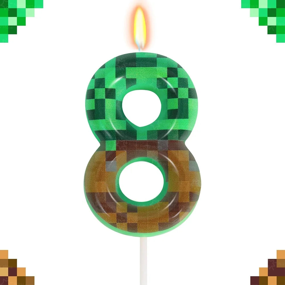 Bougies d'anniversaire Minecraft – déco gâteau pixel
