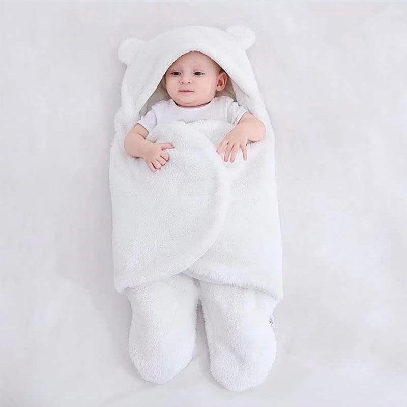 Sac de couchage en coton flanelle blanc pour bébé