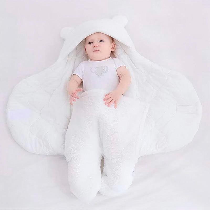 Sac de couchage en coton flanelle blanc pour bébé