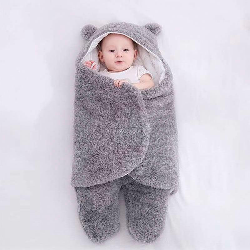 Sac de couchage en coton flanelle gris pour bébé