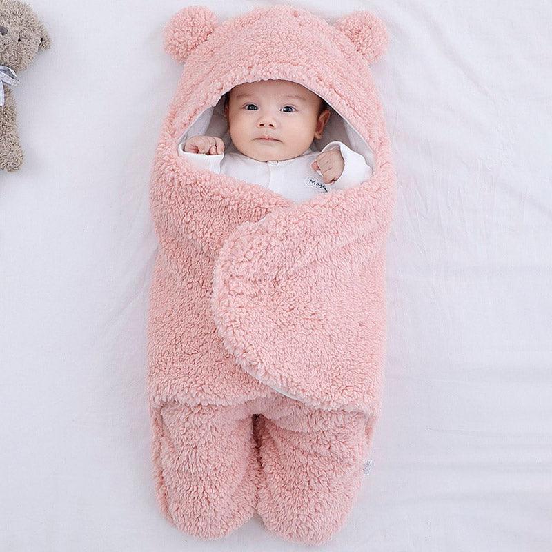 Sac de couchage en coton molletonné rose pour bébé