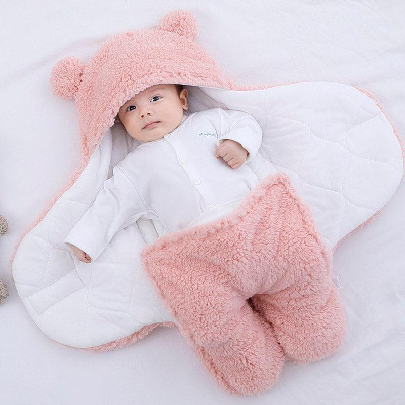 Sac de couchage en coton molletonné rose pour bébé