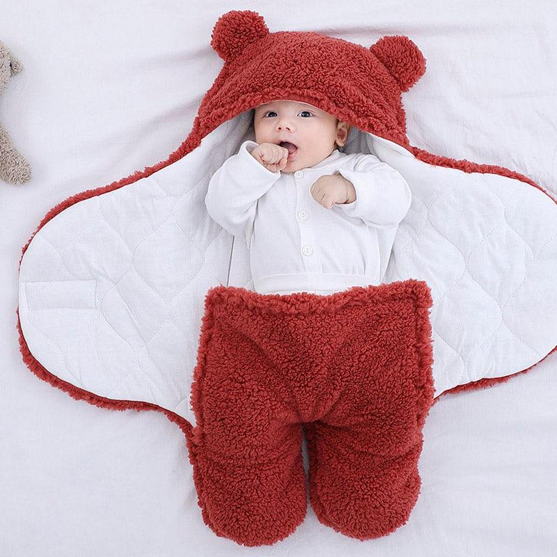 Sac de couchage en coton molletonné rouge pour bébé