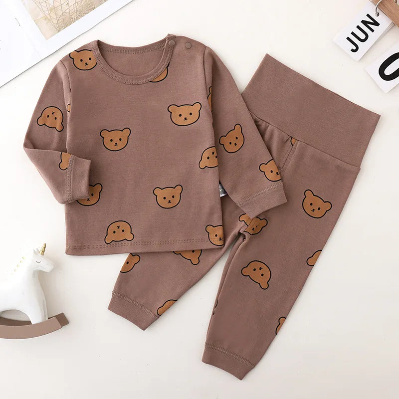 Ensemble pyjama bébé coton – imprimé ours, taille haute