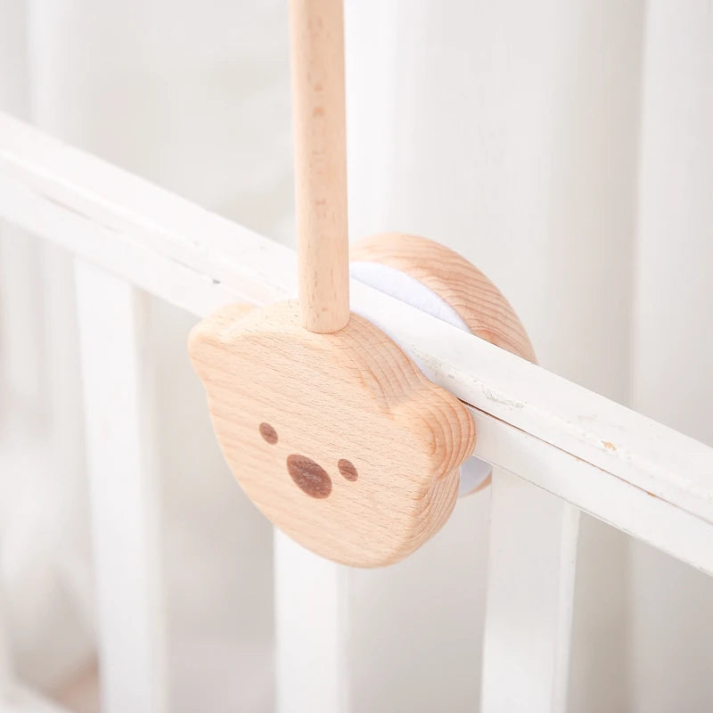 Cloche de lit en bois pour bébé, support courbé, hochets suspendus mobiles, jouets pour nouveau-né, support de boîte à musique, jouet de berceau pour bébé, support de bras, cadeaux