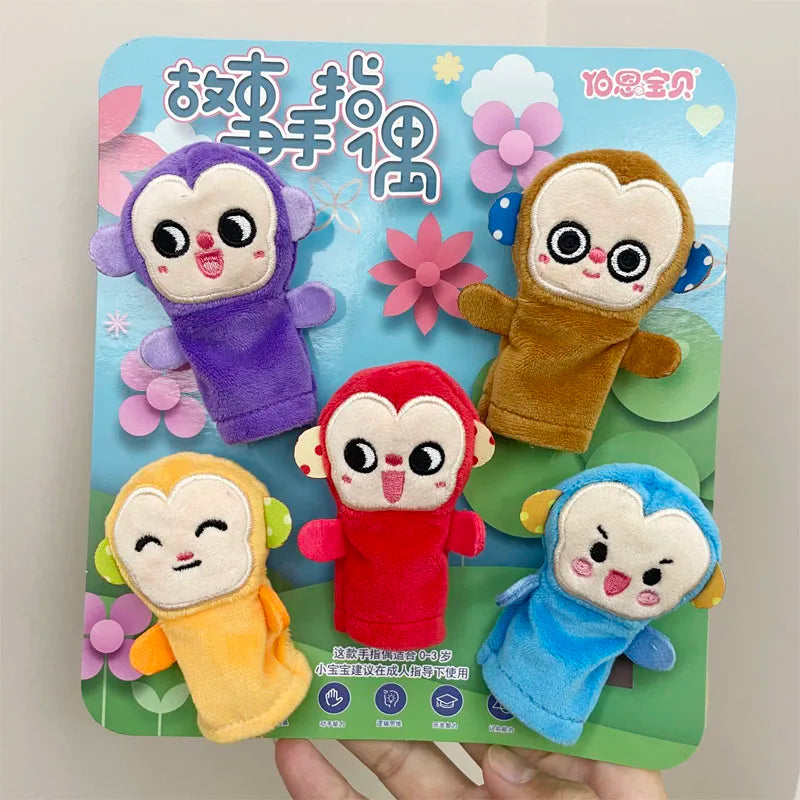 Histoire de la maternelle aides pédagogiques enfants éducation poupées animaux en peluche enfants jouets bébé marionnettes à doigt poupée bébé marionnette à main jouets