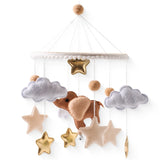 Mobile musical pour lit de bébé en bois, hochets en feutre doux, animaux de dessin animé, boîte à musique pour nouveau-né, jouet suspendu, support de lit, cadeaux pour bébé