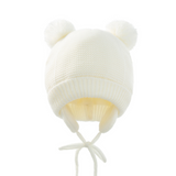Bonnet Bébé Hiver en Maille avec Liens et Doublure Polaire