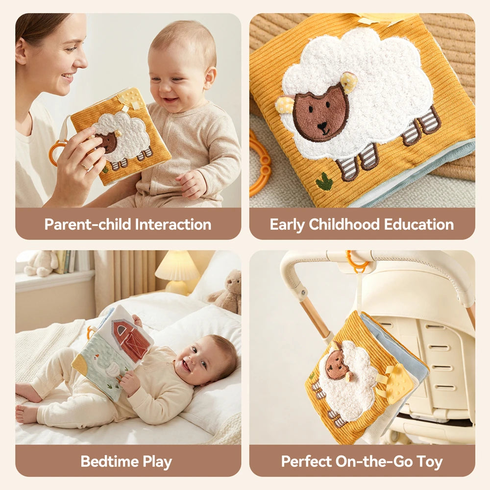 Jouet sensoriel doux pour bébé : livre en tissu, boîte à mouchoirs, couverture de sécurité, cube en peluche, sons froissés, miroir, développement de la motricité fine – 9 styles de jouets
