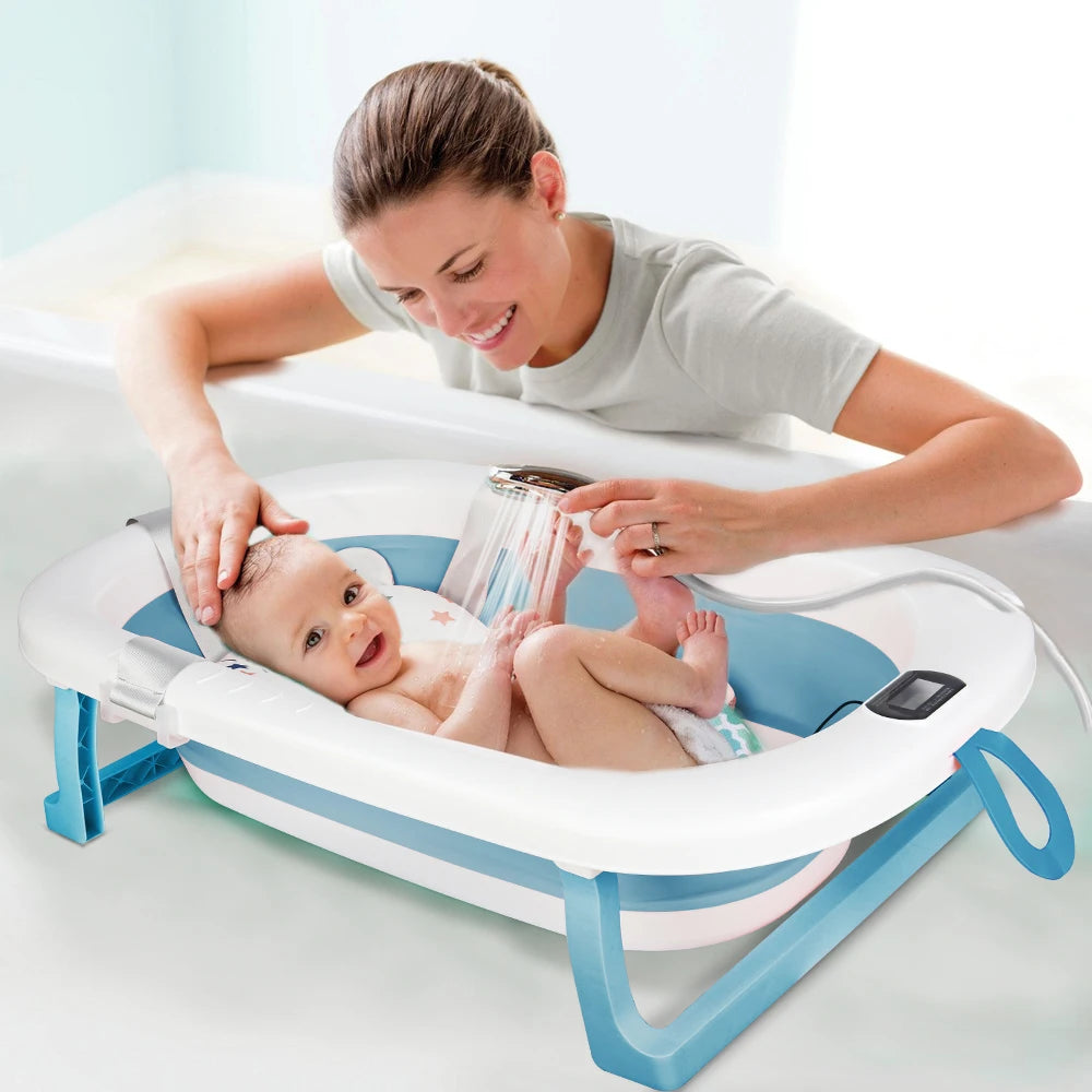 Baignoire pliable 3-en-1 pour bébé avec thermomètre – de 6 mois à 3 ans