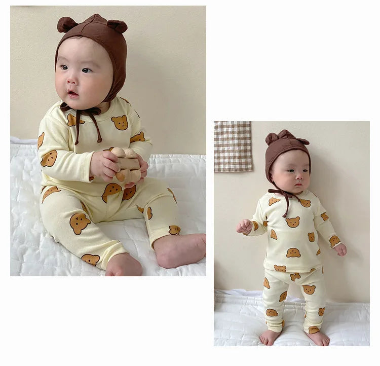 Pyjama bébé en coton – imprimé ours, protège-ventre