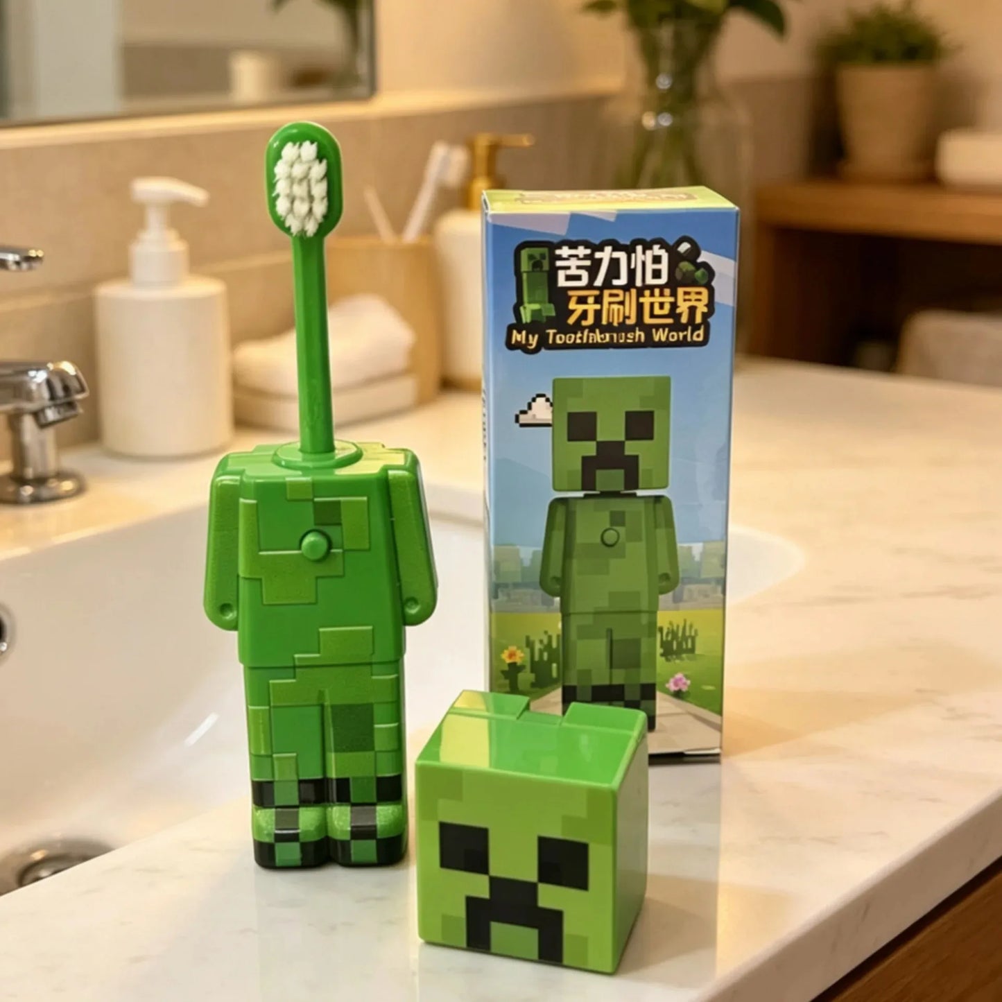 Brosse à dents Minecraft transformable – poils doux