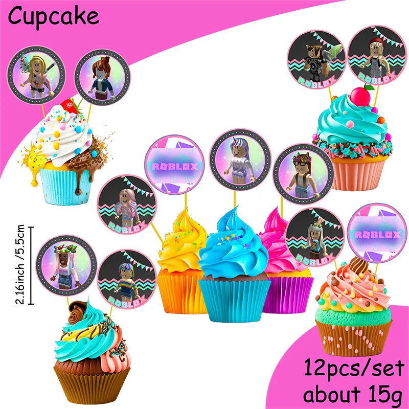 Décoration d'anniversaire Roblox – assiettes et set de fête