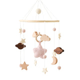 Mobile musical pour lit de bébé en bois, hochets en feutre doux, animaux de dessin animé, boîte à musique pour nouveau-né, jouet suspendu, support de lit, cadeaux pour bébé