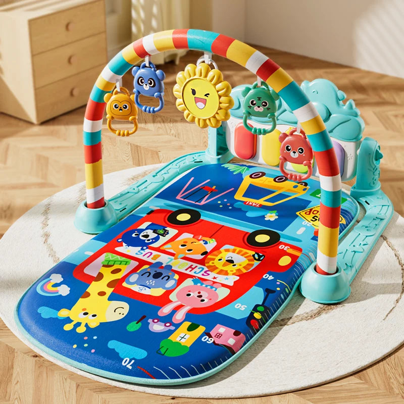 Tapis d'éveil musical et lumineux pour bébé, avec 5 jouets sensoriels détachables, tapis piano à pédales, tapis de jeu pour le temps sur le ventre, montage facile
