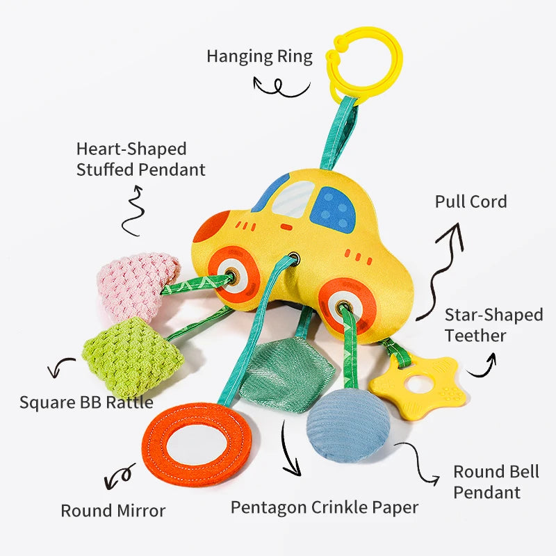 Jouet musical pour bébé en forme de crabe, suspendu au lit ou à la poussette, avec hochets et anneaux de dentition, à suspendre par cordon, cadeau à mâcher