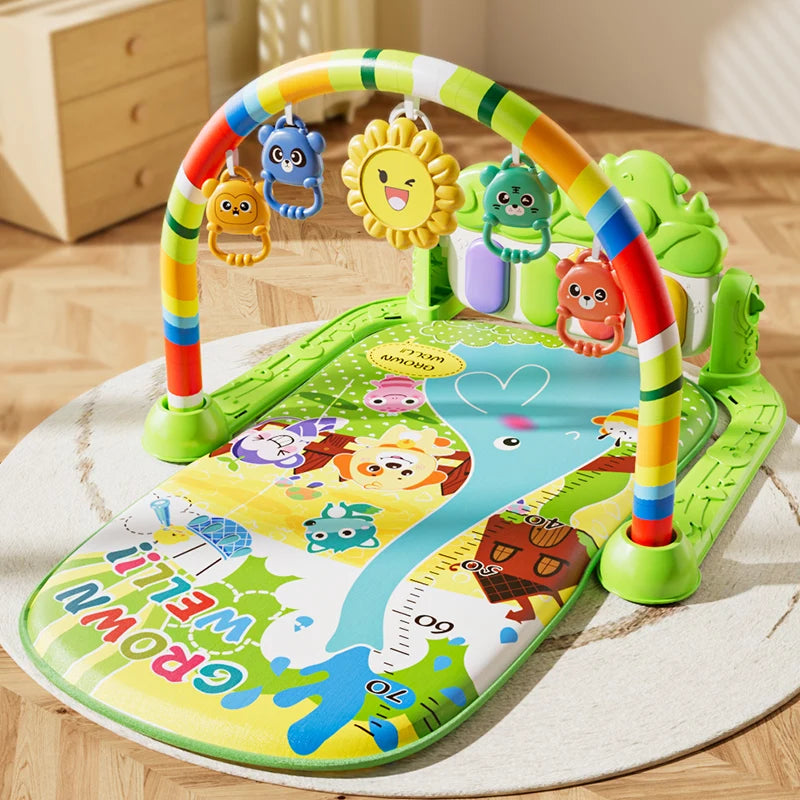Tapis d'éveil musical et lumineux pour bébé, avec 5 jouets sensoriels détachables, tapis piano à pédales, tapis de jeu pour le temps sur le ventre, montage facile
