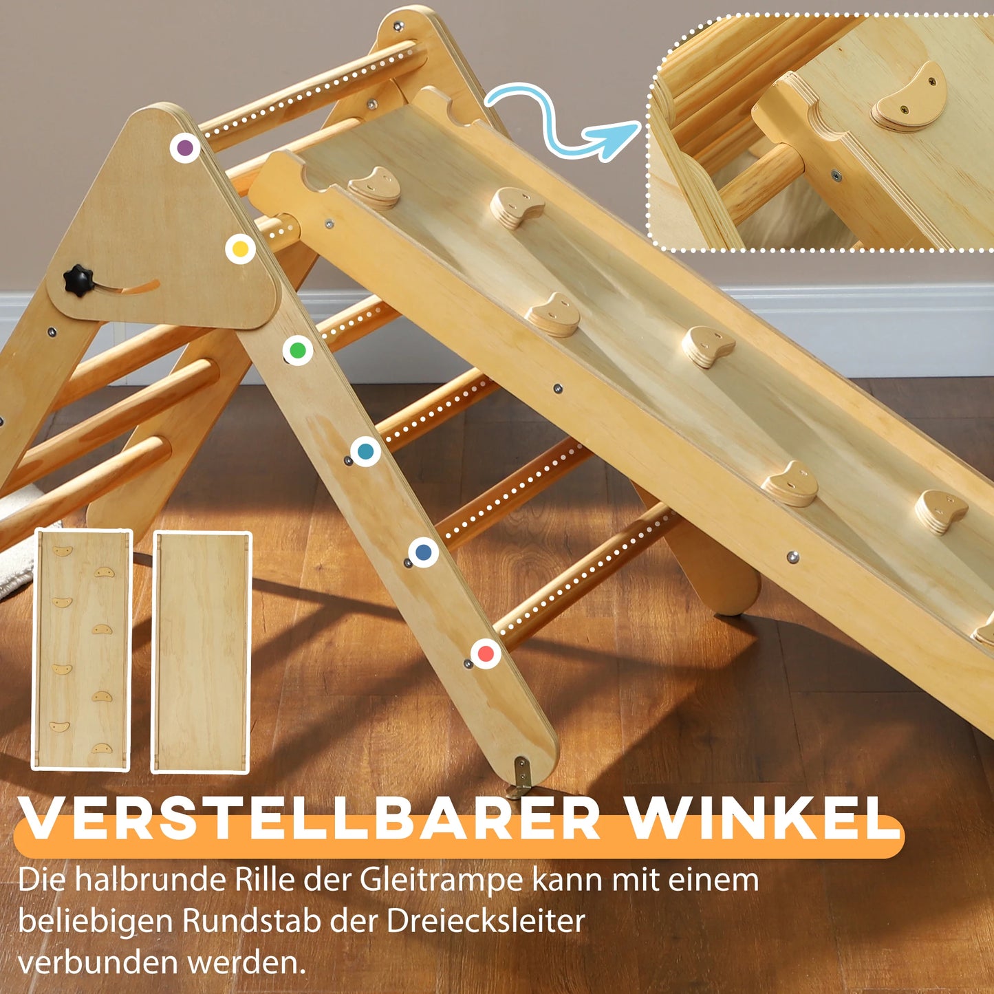 LittleClimb Wooden Baby Climbing Triangle with Slide - 2-in-1 Indoor Montessori Play Set