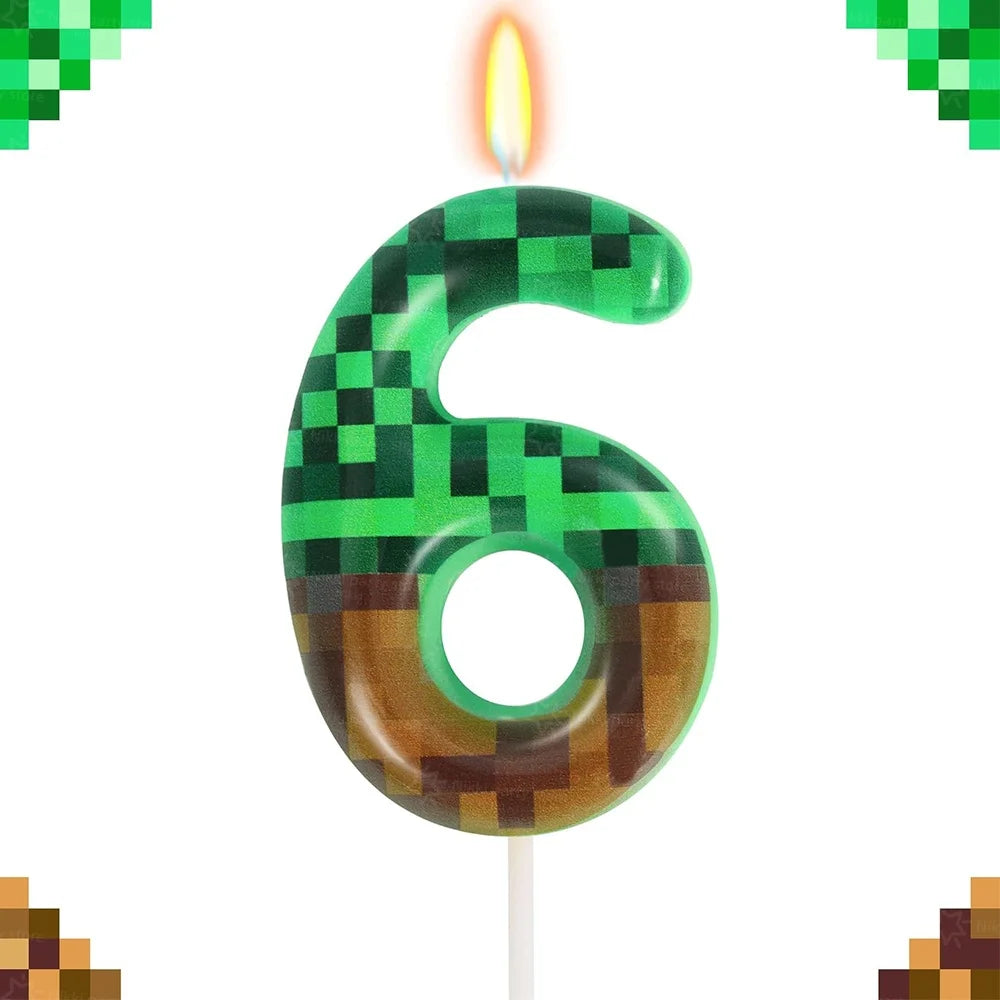 Bougies d'anniversaire Minecraft – déco gâteau pixel