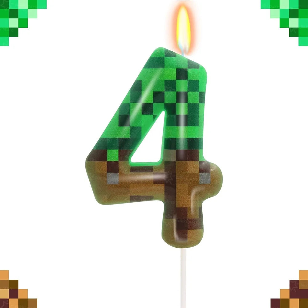 Bougies d'anniversaire Minecraft – déco gâteau pixel
