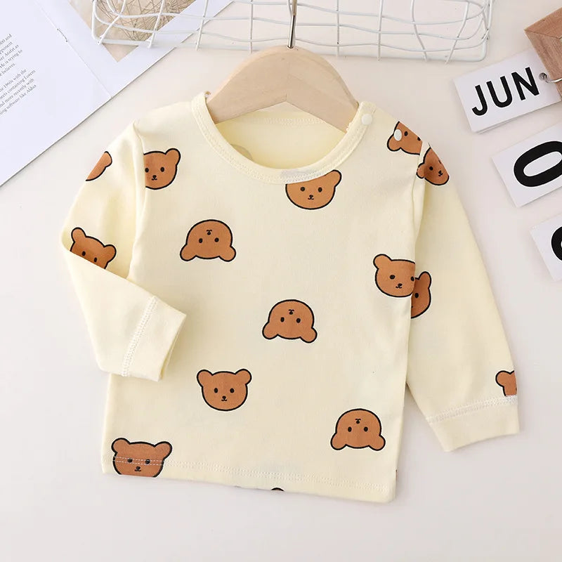 Ensemble pyjama bébé coton – imprimé ours, taille haute