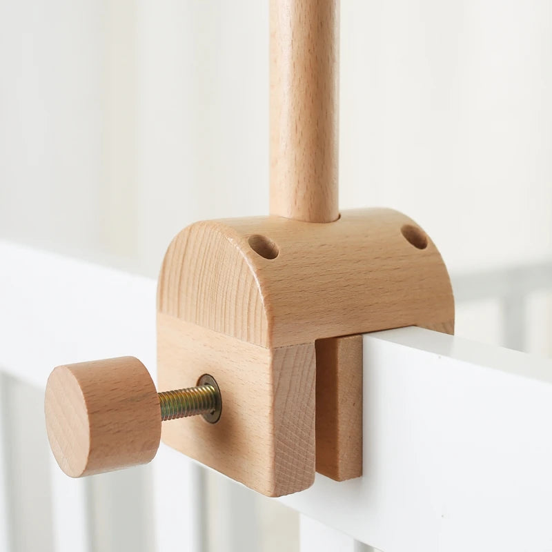 Cloche de lit en bois pour bébé, support courbé, hochets suspendus mobiles, jouets pour nouveau-né, support de boîte à musique, jouet de berceau pour bébé, support de bras, cadeaux