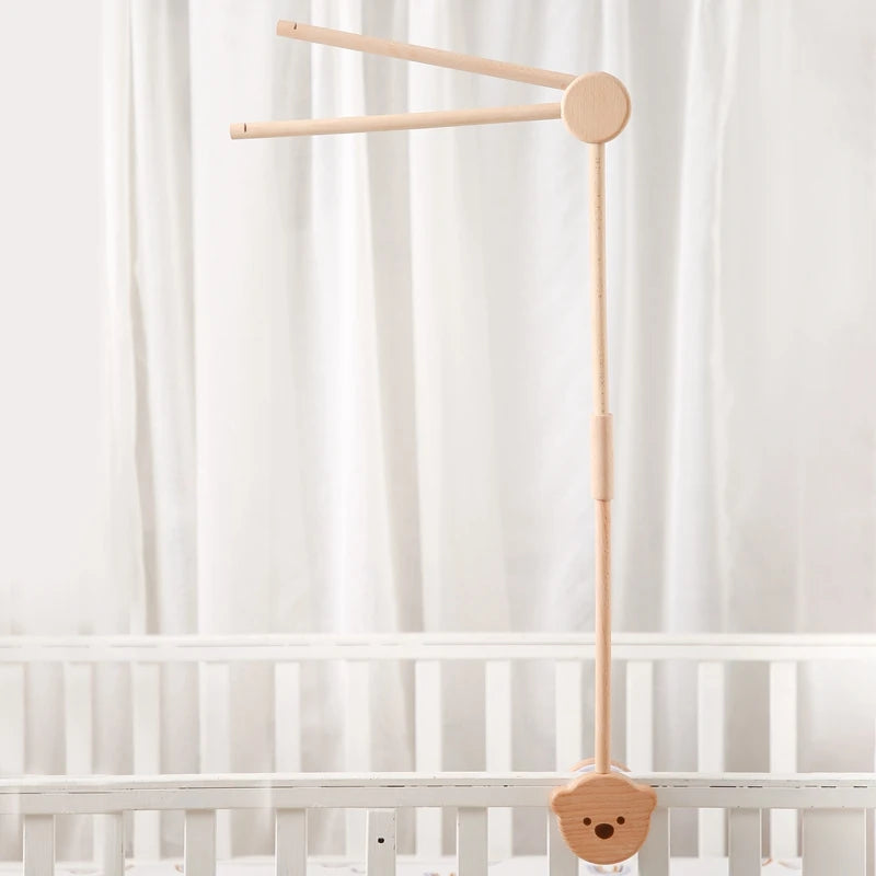 Cloche de lit en bois pour bébé, support courbé, hochets suspendus mobiles, jouets pour nouveau-né, support de boîte à musique, jouet de berceau pour bébé, support de bras, cadeaux