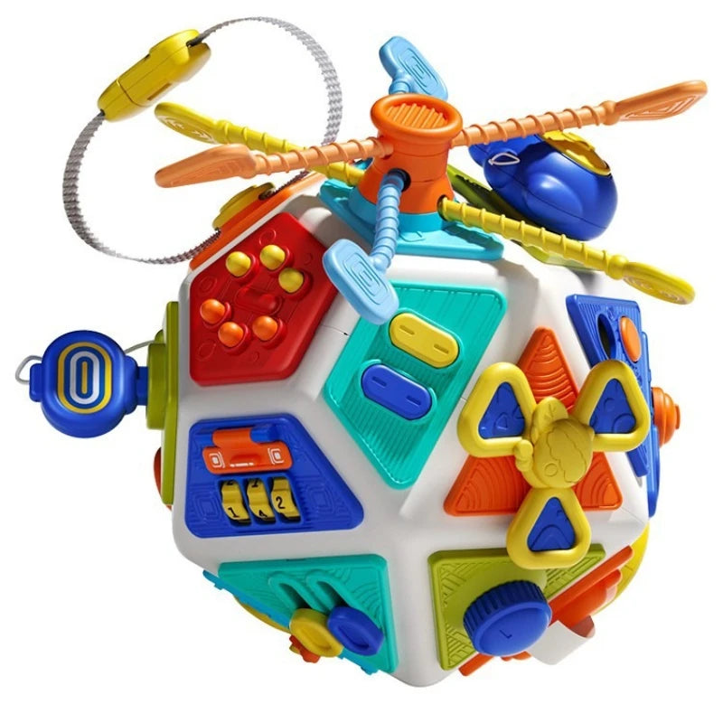 Cube d'activité Montessori – busy board sensoriel de voyage