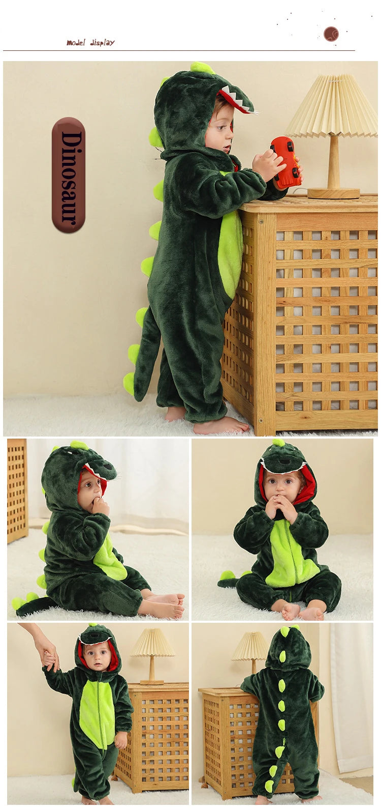 Pyjama de dessin animé dinosaure pour bébé, grenouillères pour tout-petits, olympiques de batterie de nuit, vêtements de nuit, vêtements de nuit, garçons, filles, 0 à 4 ans, hiver