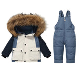 Ensemble Ski Enfant Hiver Chaud – Manteau Doublé Fourrure & Salopette